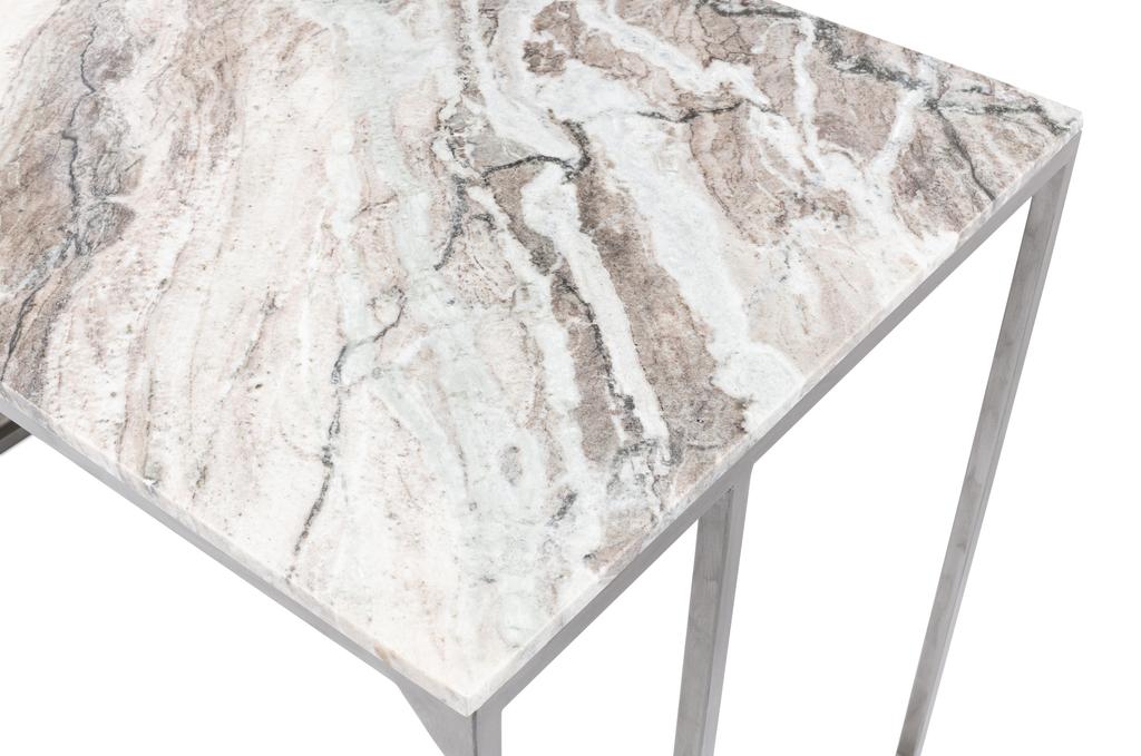 Architect’s Studio Silver Open Desk With Shelves Marble Top - Ornate Home