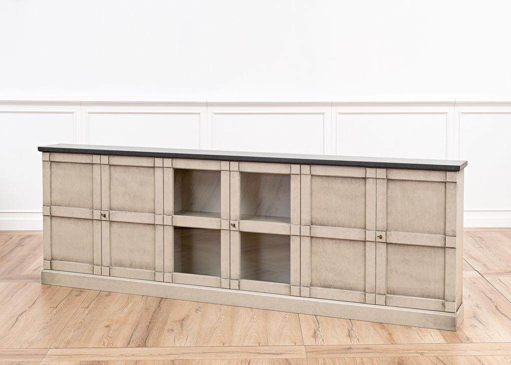 Architectural Storage Grey Six Door Console - Ornate Home