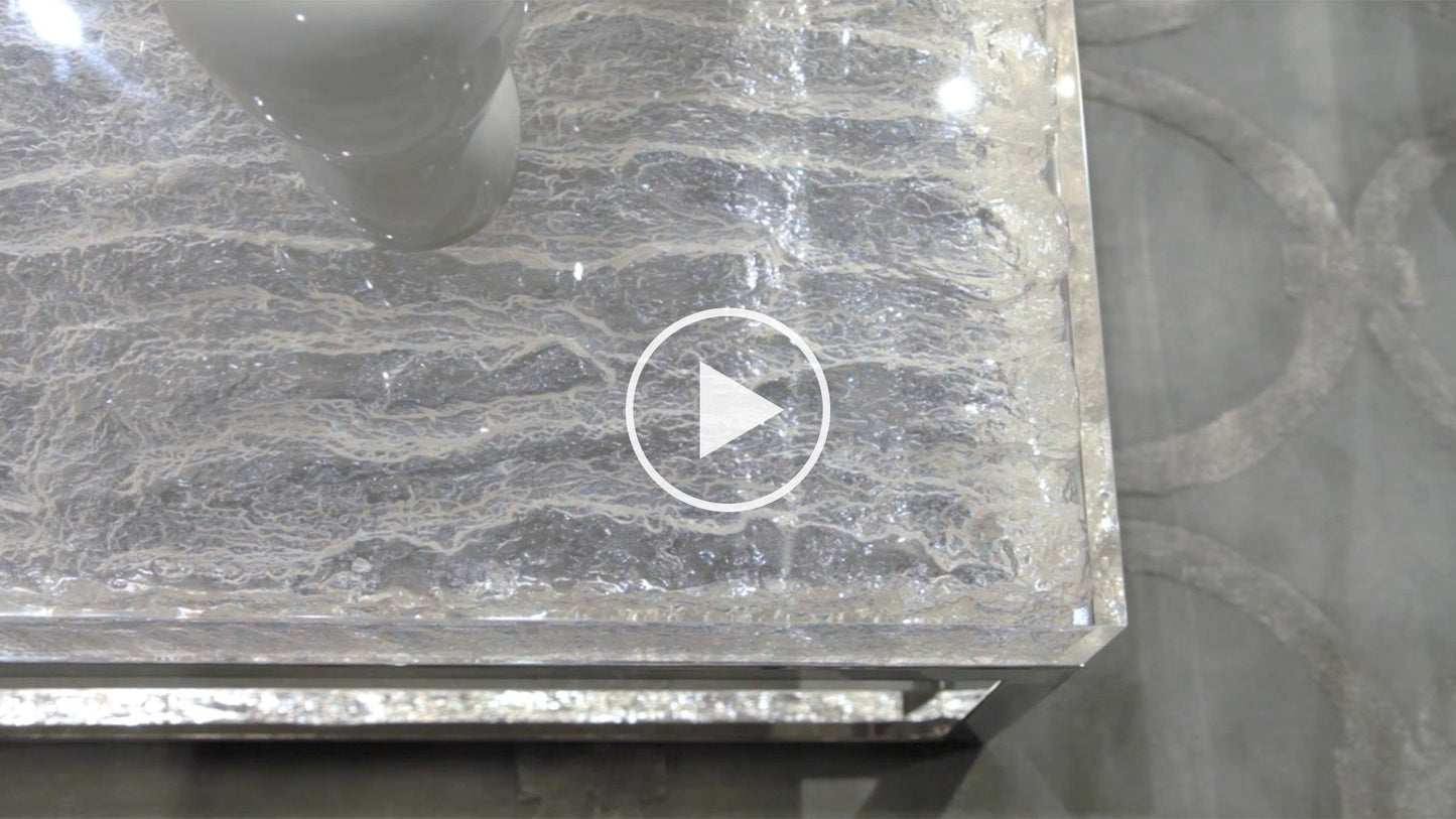 Arctic Acrylic/Polished Stainless Steel Side Table - Ornate Home