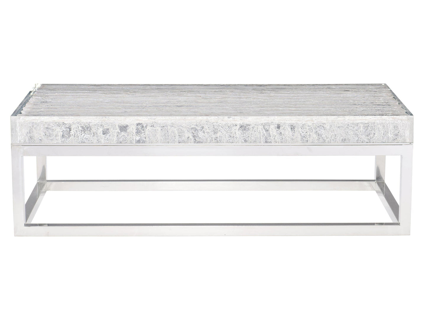 Arctic Ice Acrylic/Polished Stainless Steel Cocktail Table - Ornate Home