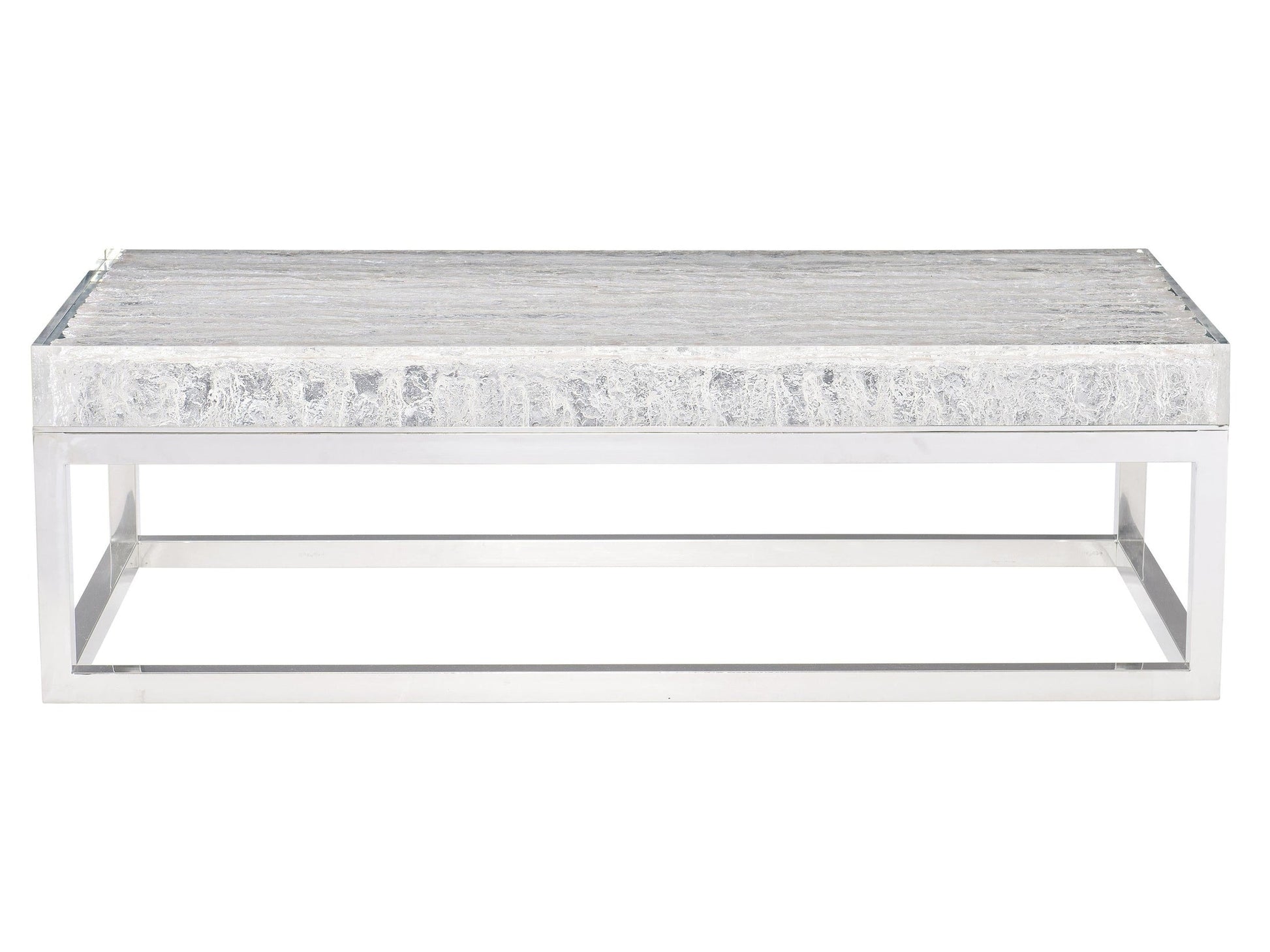 Arctic Ice Acrylic/Polished Stainless Steel Cocktail Table - Ornate Home