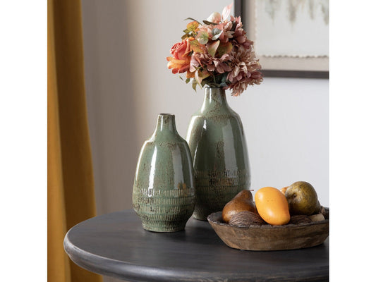 Arden Sage Green 2 Piece Ceramic Vases - Ornate Home