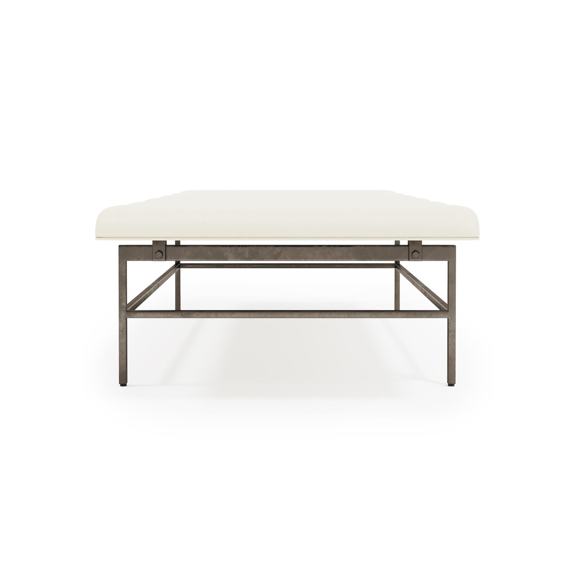Ardmore White/Cream Leather Bench - Ornate Home