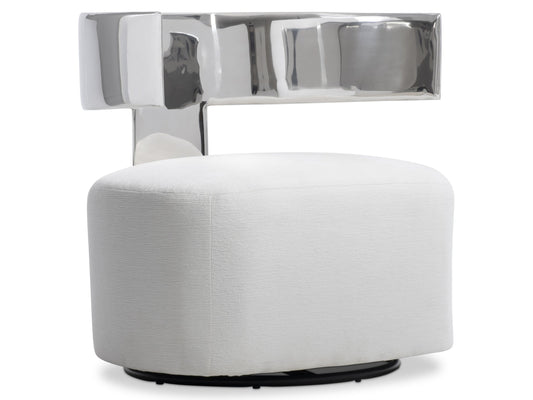 Ares Glamorous/White/Cream Fabric Swivel Chair - Ornate Home