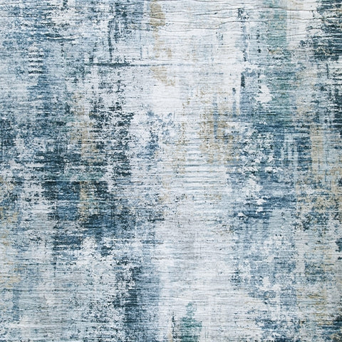 Arlenmont Blue/White/Brown Memory Foam Large Rug- Viva Furn