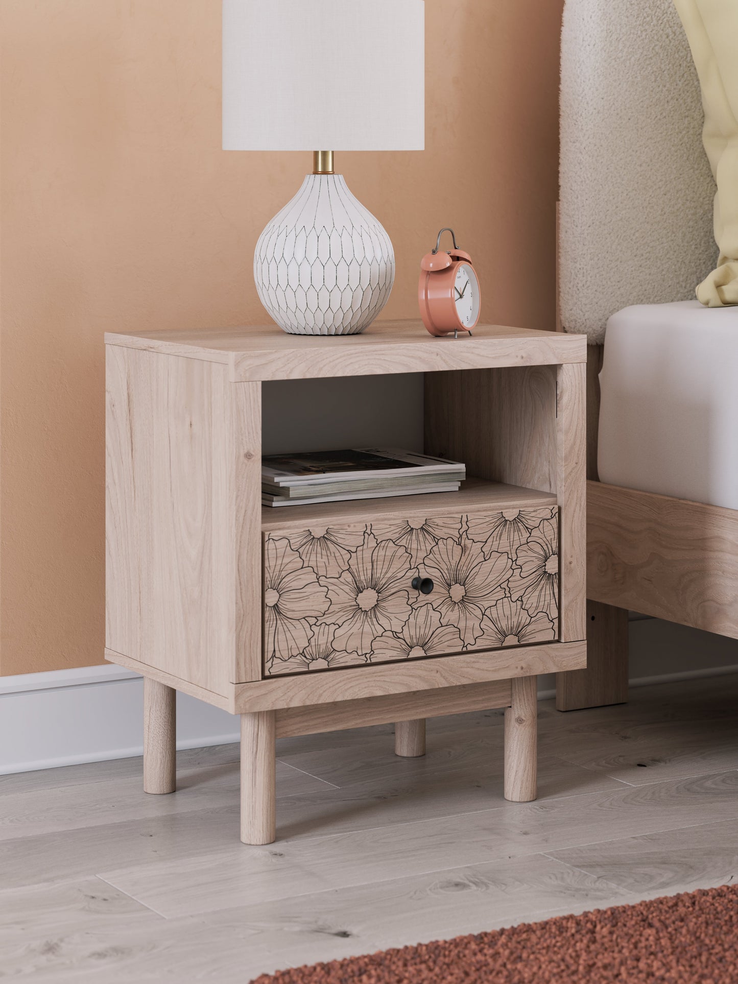 Arloster Tan One Drawer Nightstand- Viva Furn