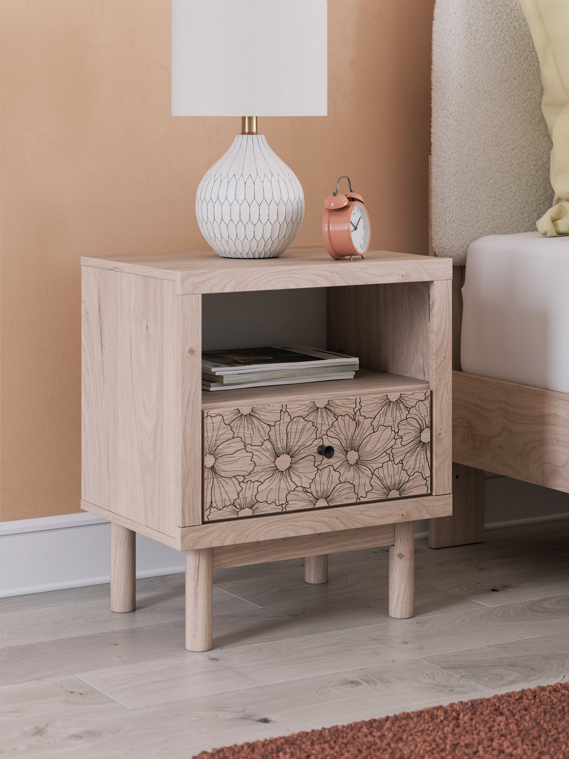 Arloster Tan One Drawer Nightstand- Viva Furn