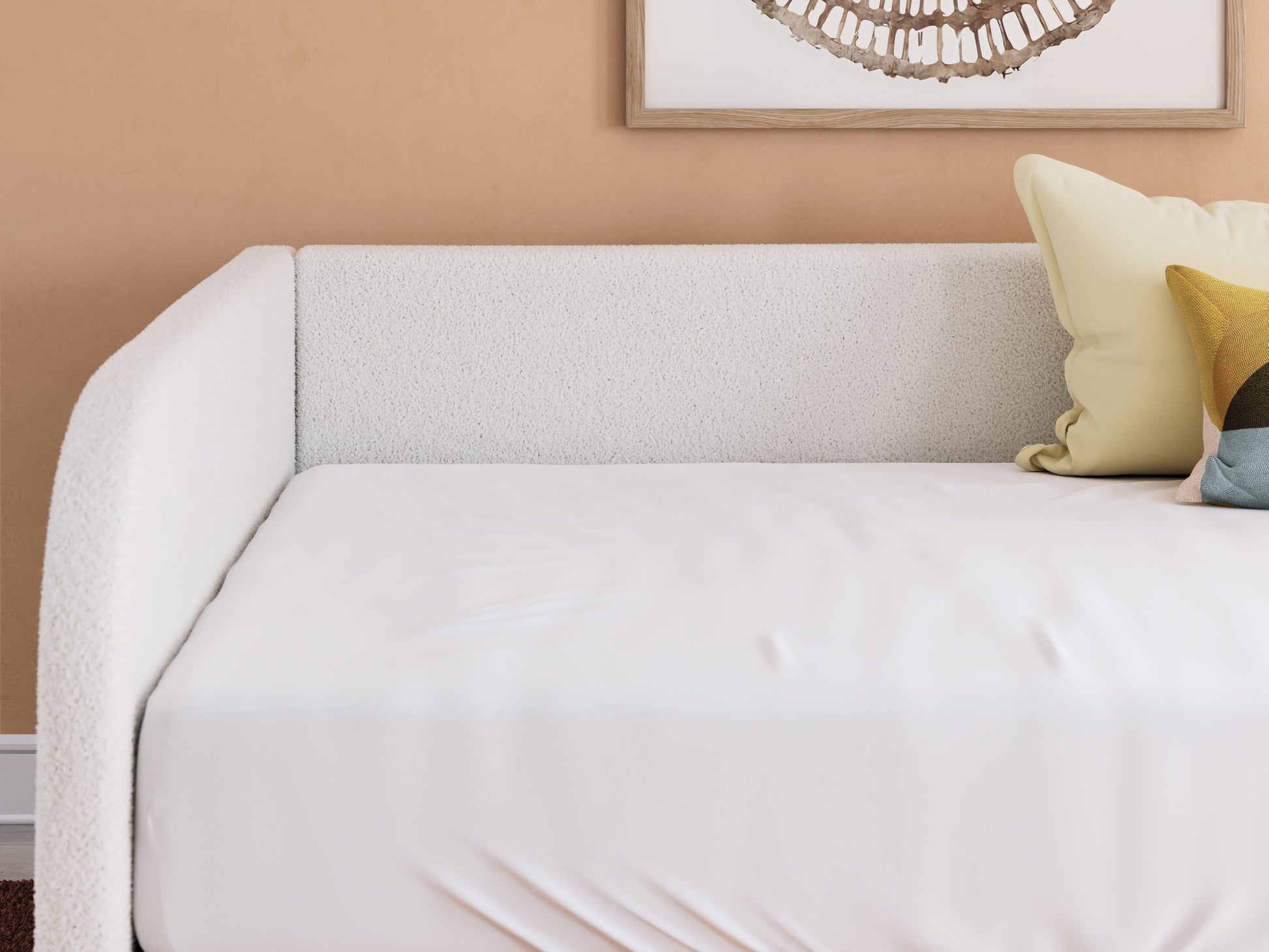 Arloster Tan/White Full Upholstered Day Bed- Viva Furn
