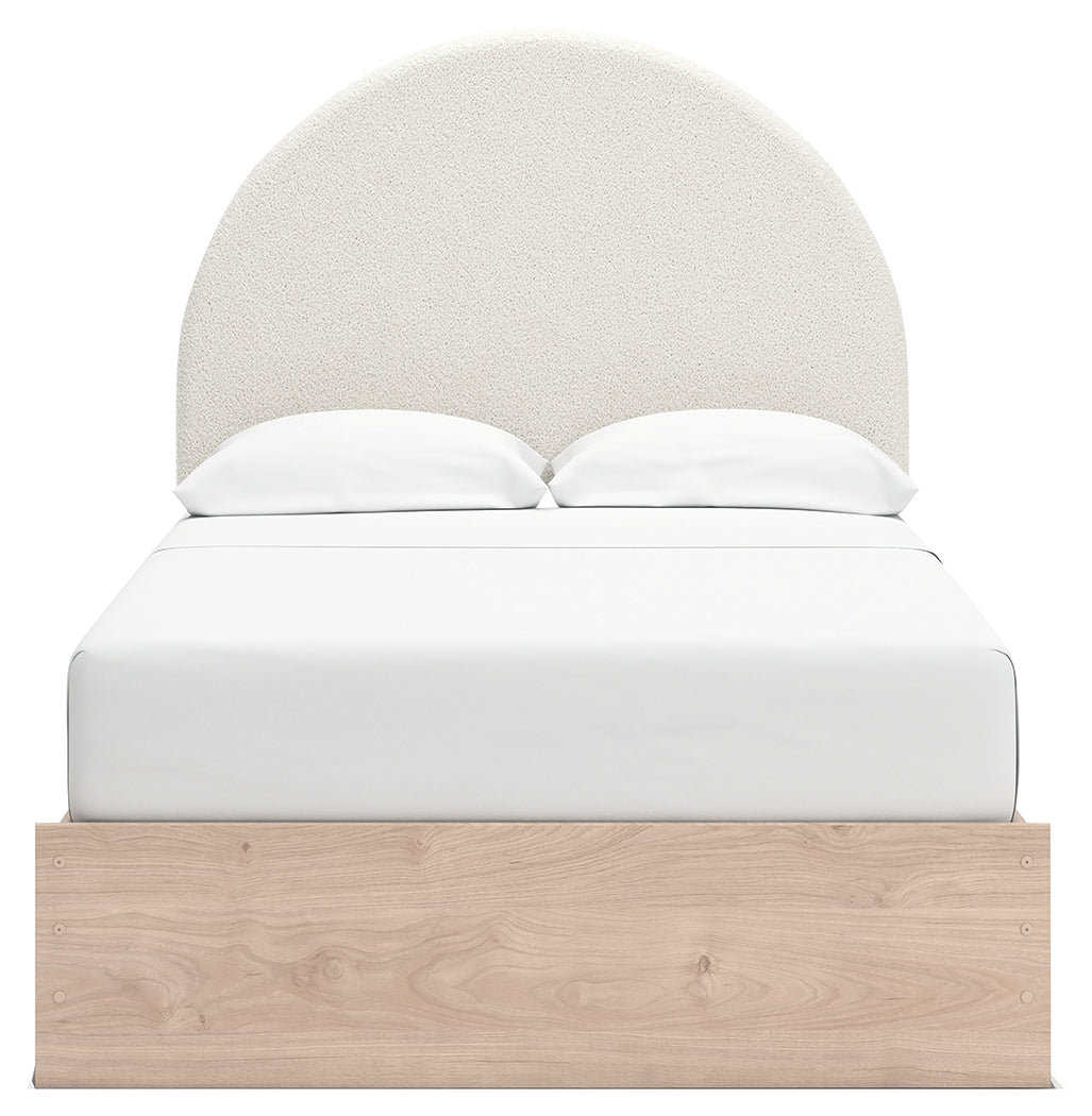 Arloster Tan/White Full Upholstered Panel Bed- Viva Furn