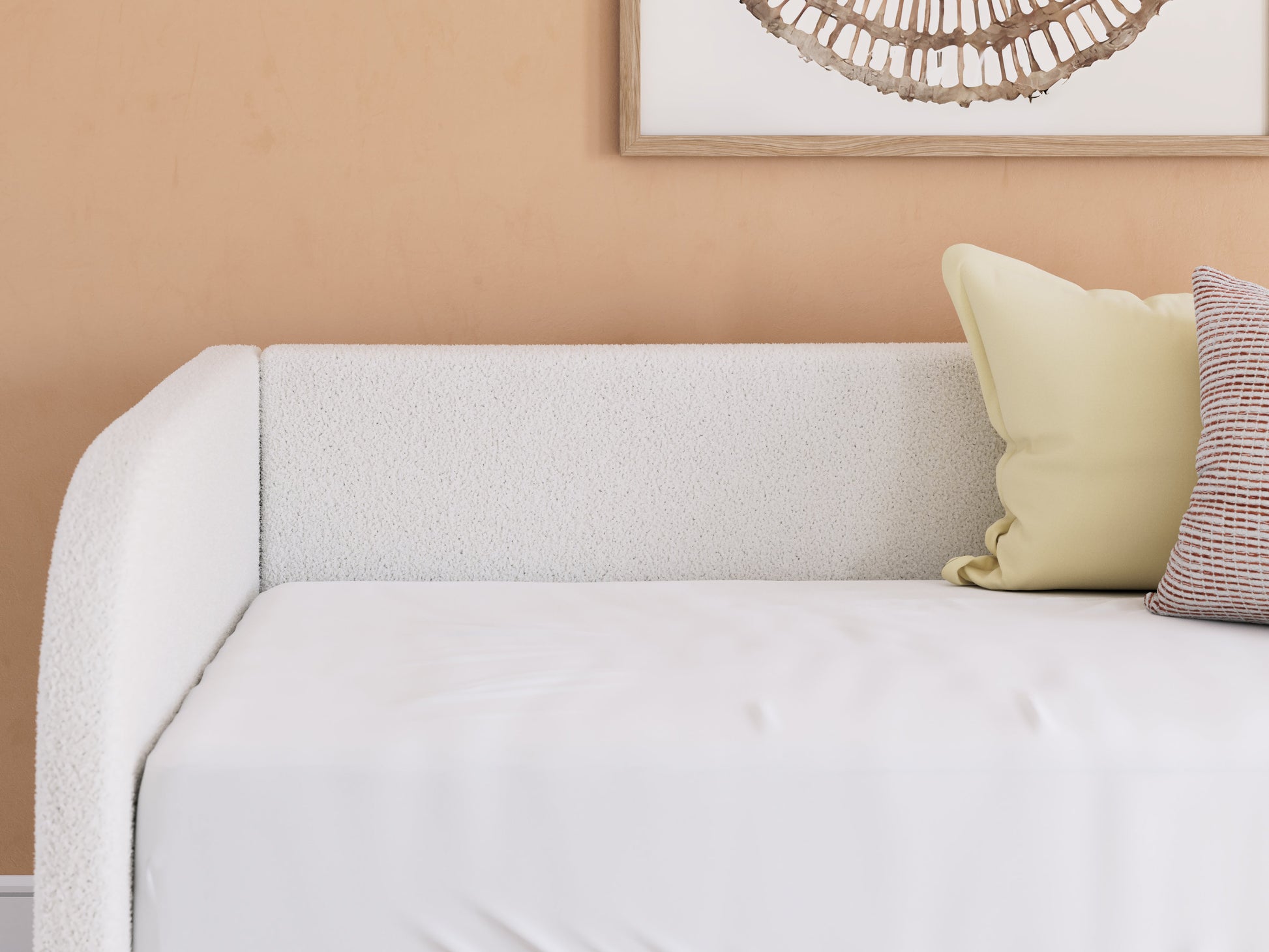 Arloster Tan/White Twin Upholstered Day Bed- Viva Furn