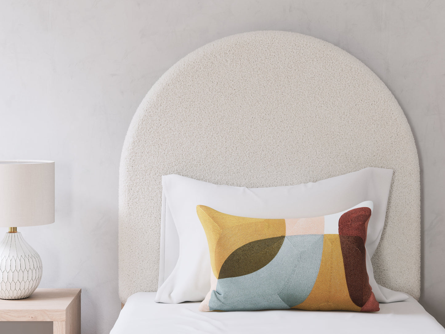 Arloster Tan/White Twin Upholstered Panel Bed- Viva Furn