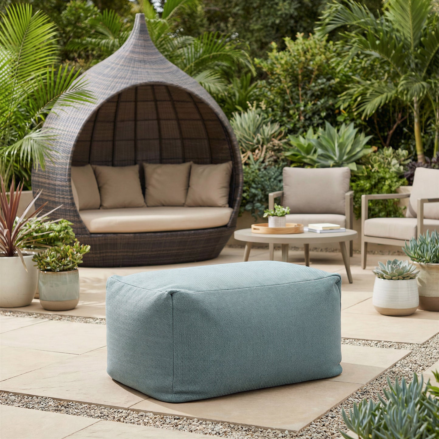 Aroz Green Outdoor Ottoman - Ornate Home