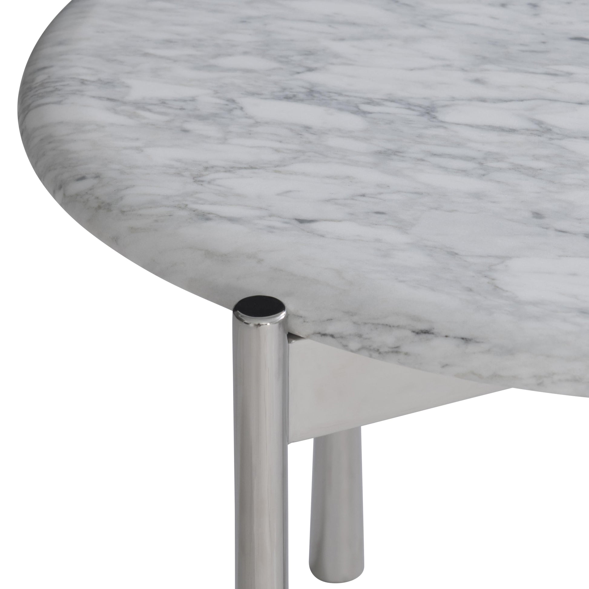 Arris Arabescato/Polished Stainless Steel Side Table - Ornate Home
