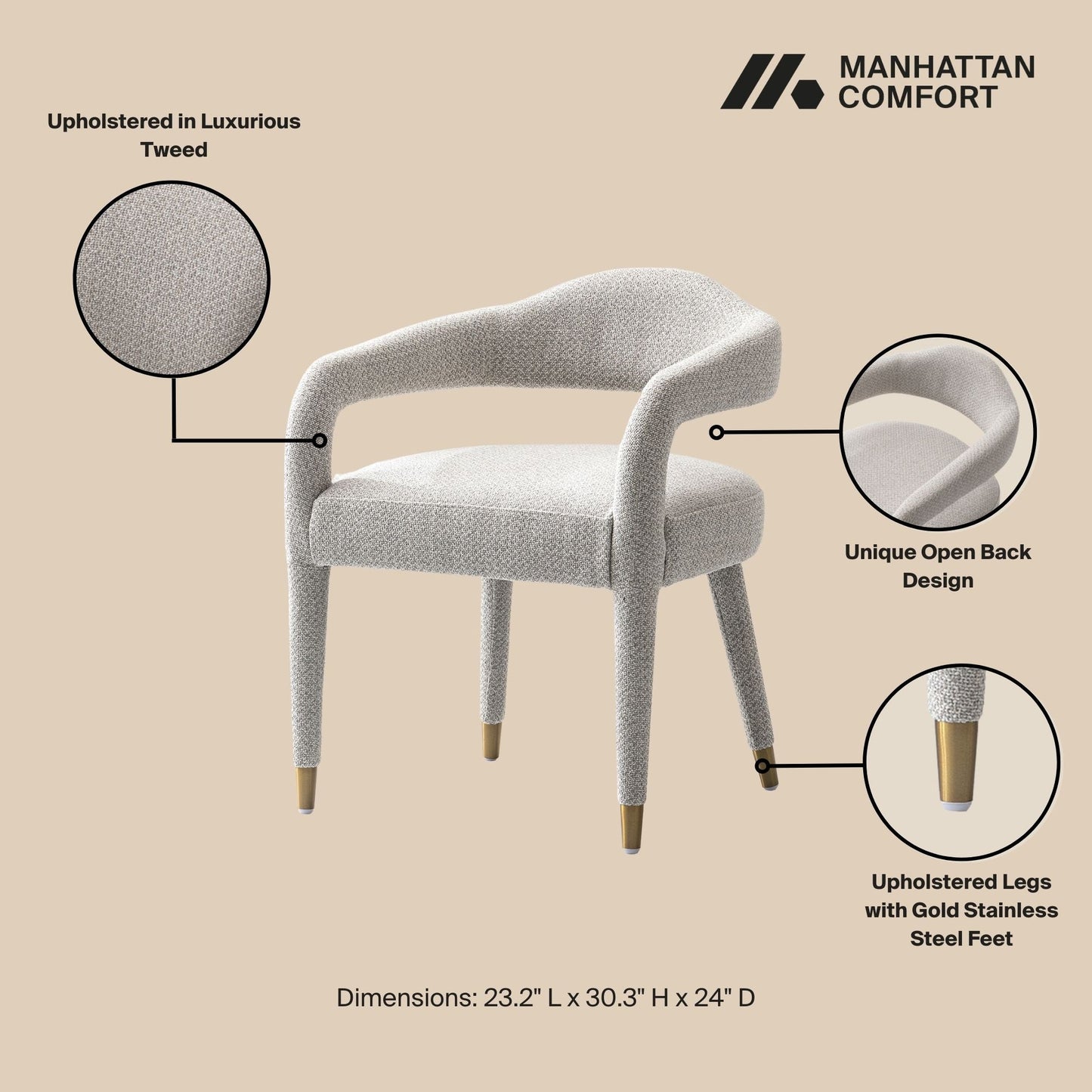 Aspen Dining Armchair in Silver Lining - Ornate Home