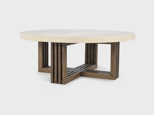 Aspen Distressed Brown/Weathered Chalk Coffee Table - Ornate Home