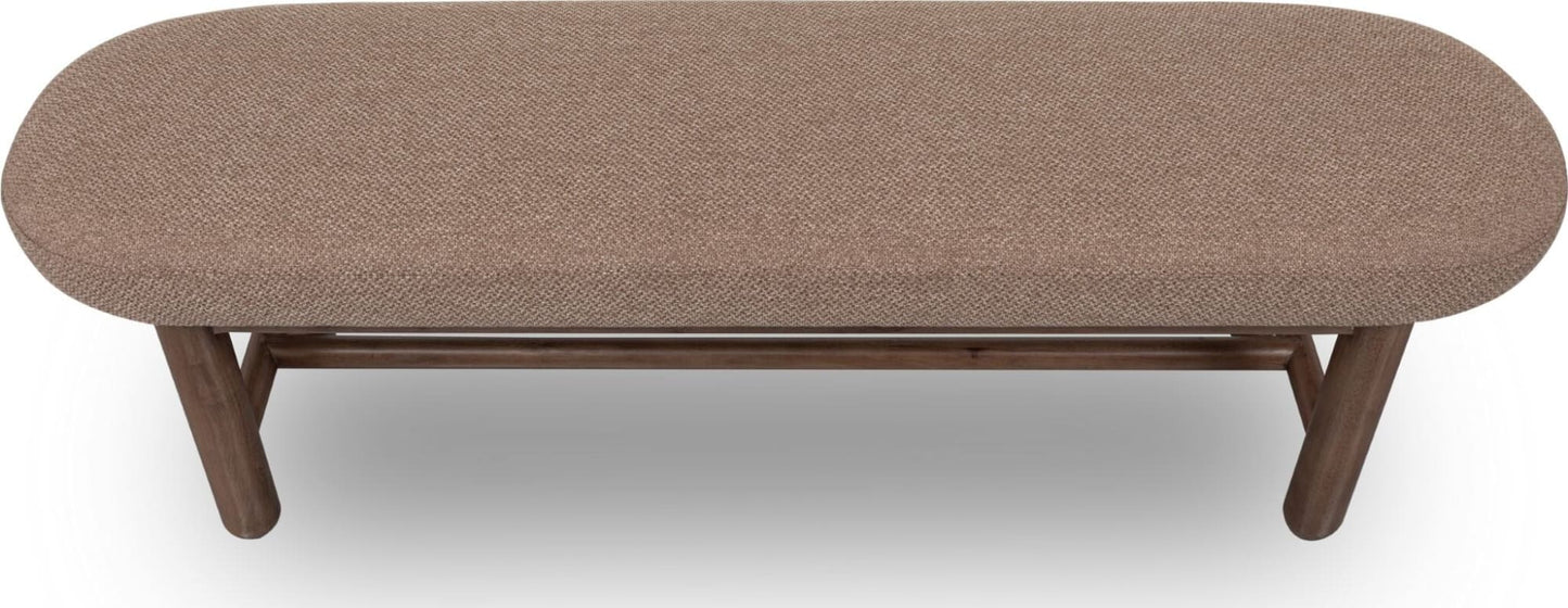 Astor Wheat Bread/Claystone Oval Upholstered Bench - Ornate Home