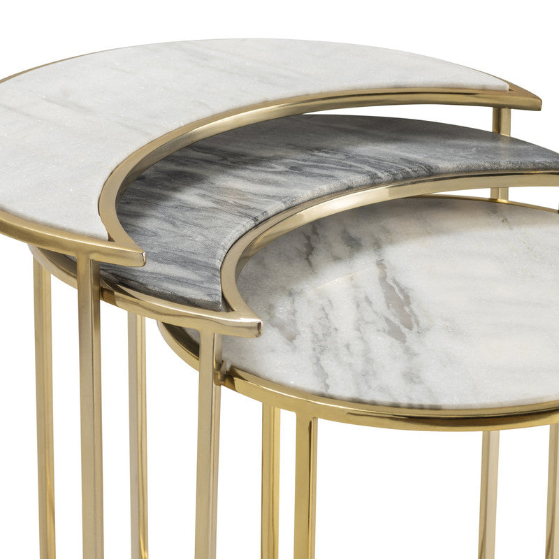 Astronomy Gold/White 3-Piece Nesting Tables - Ornate Home