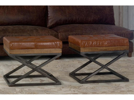 Atelier Leather Brown Leather Cushion Bench - Ornate Home