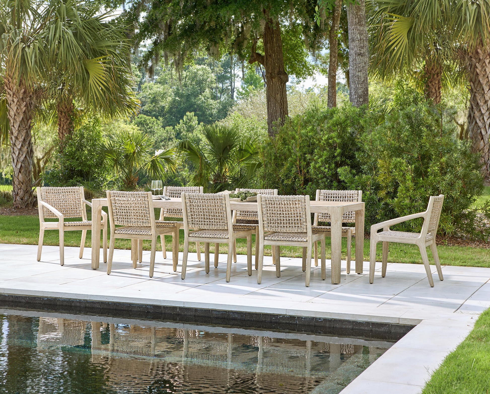 Atlas Sea Oat/Pampas Outdoor Side Chair (Teak Frame) - Ornate Home