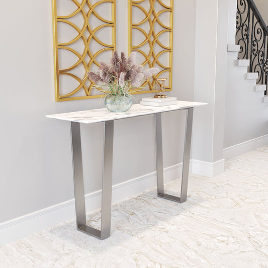 Atlas White & Silver Console Table - Ornate Home