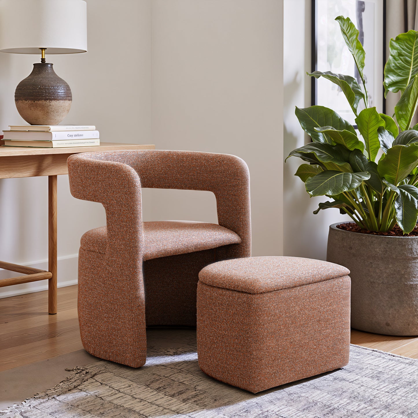 Atria Tawny Brown Accent Chair & Ottoman - Ornate Home