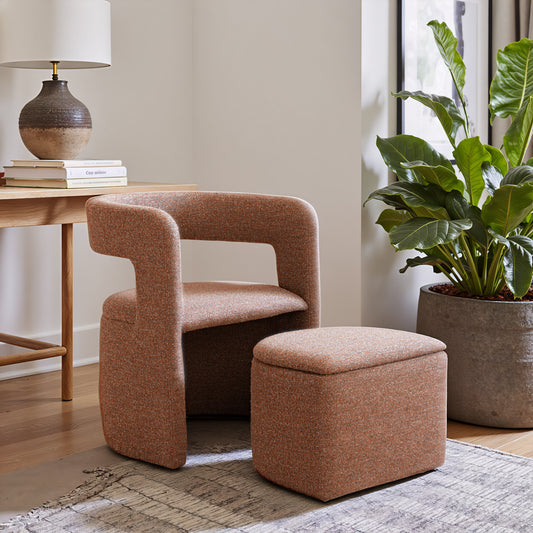 Atria Tawny Brown Accent Chair & Ottoman - Ornate Home