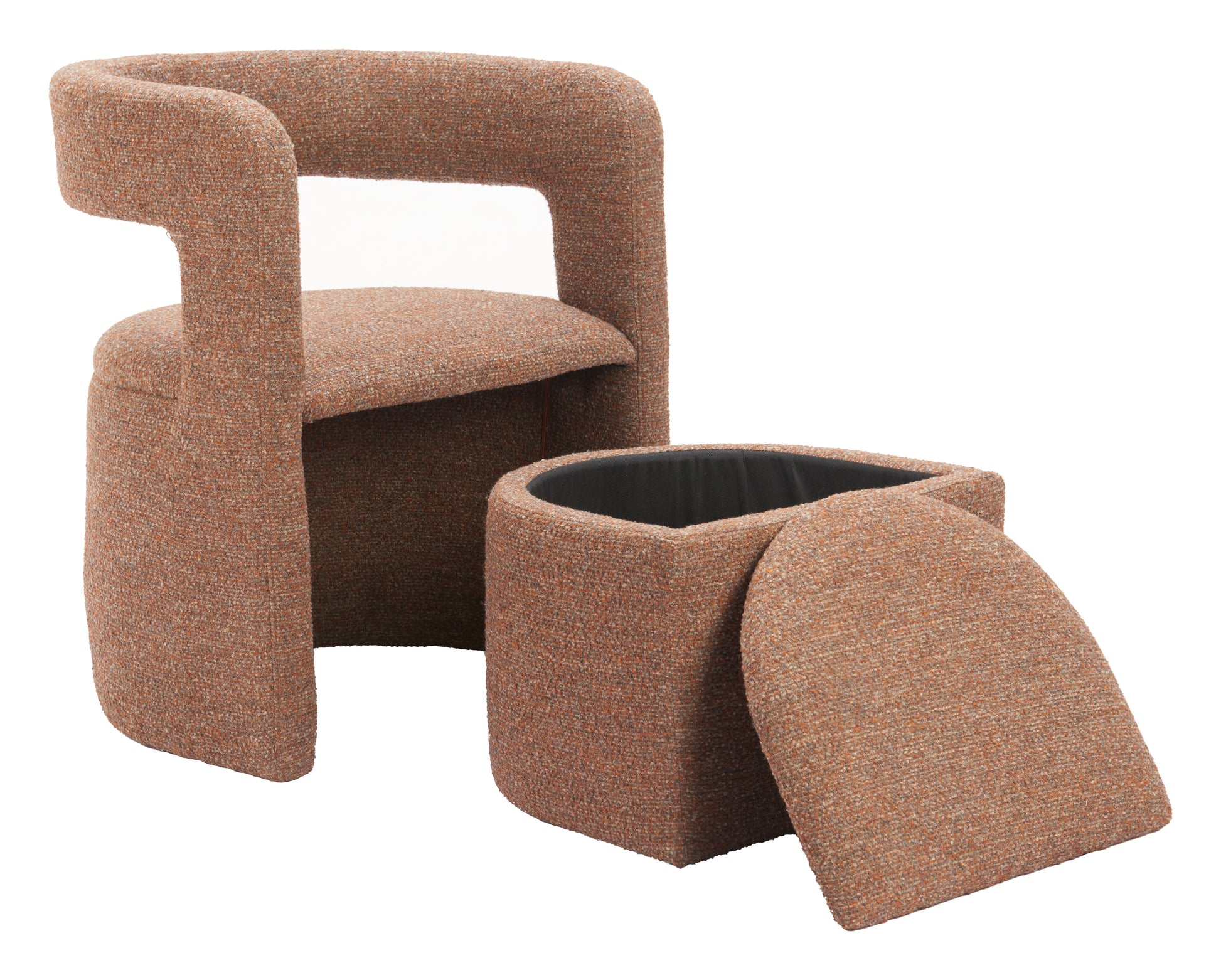 Atria Tawny Brown Accent Chair & Ottoman - Ornate Home