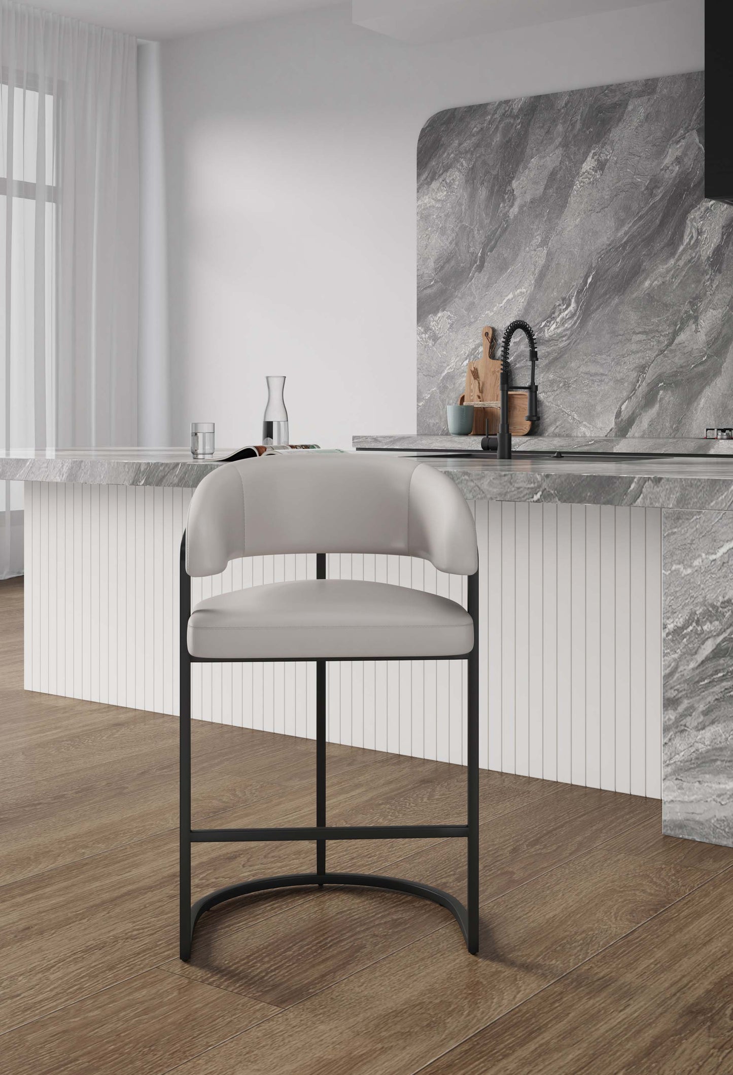 Augusta Counter Stool in Light Grey - Ornate Home