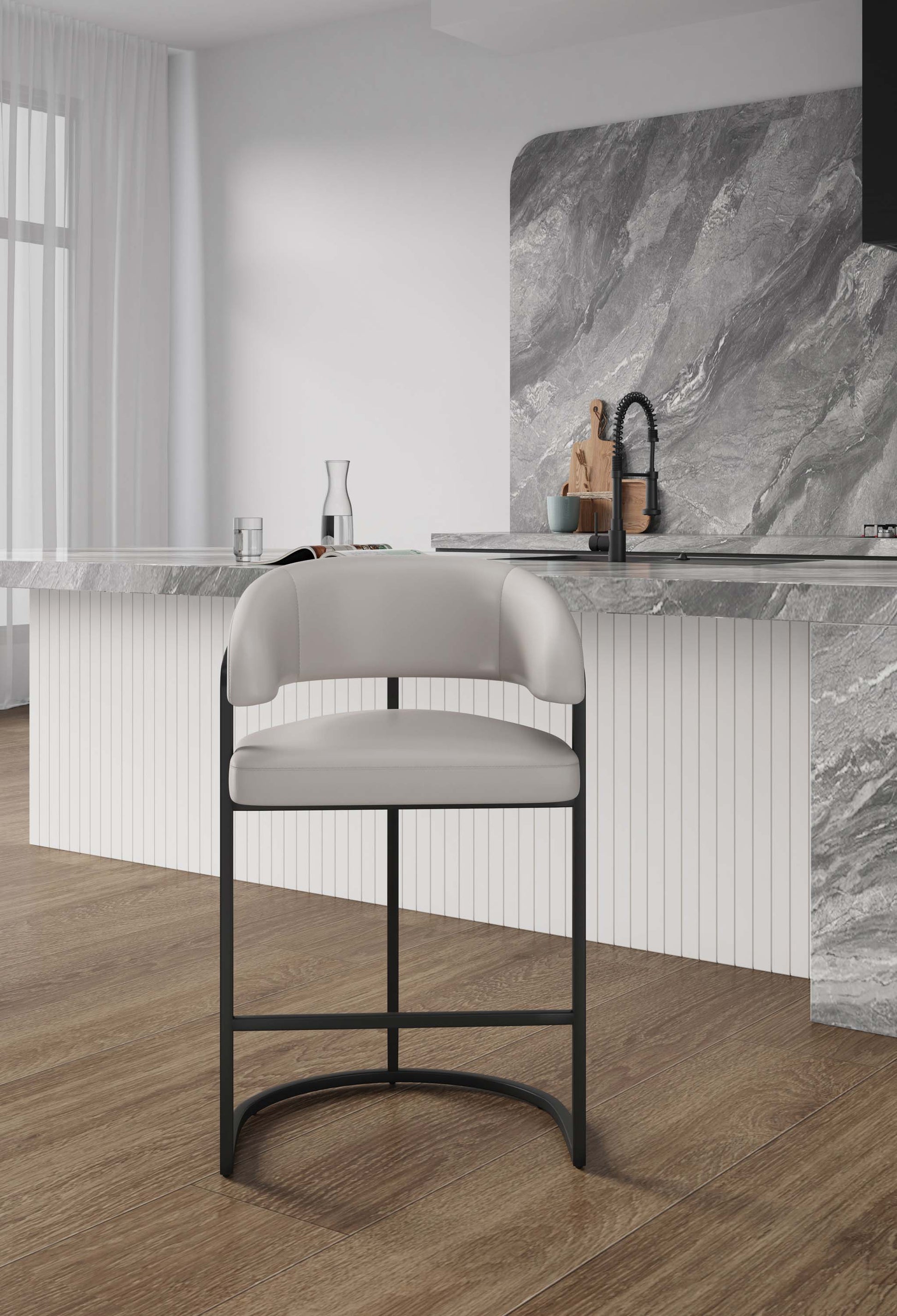Augusta Counter Stool in Light Grey - Ornate Home