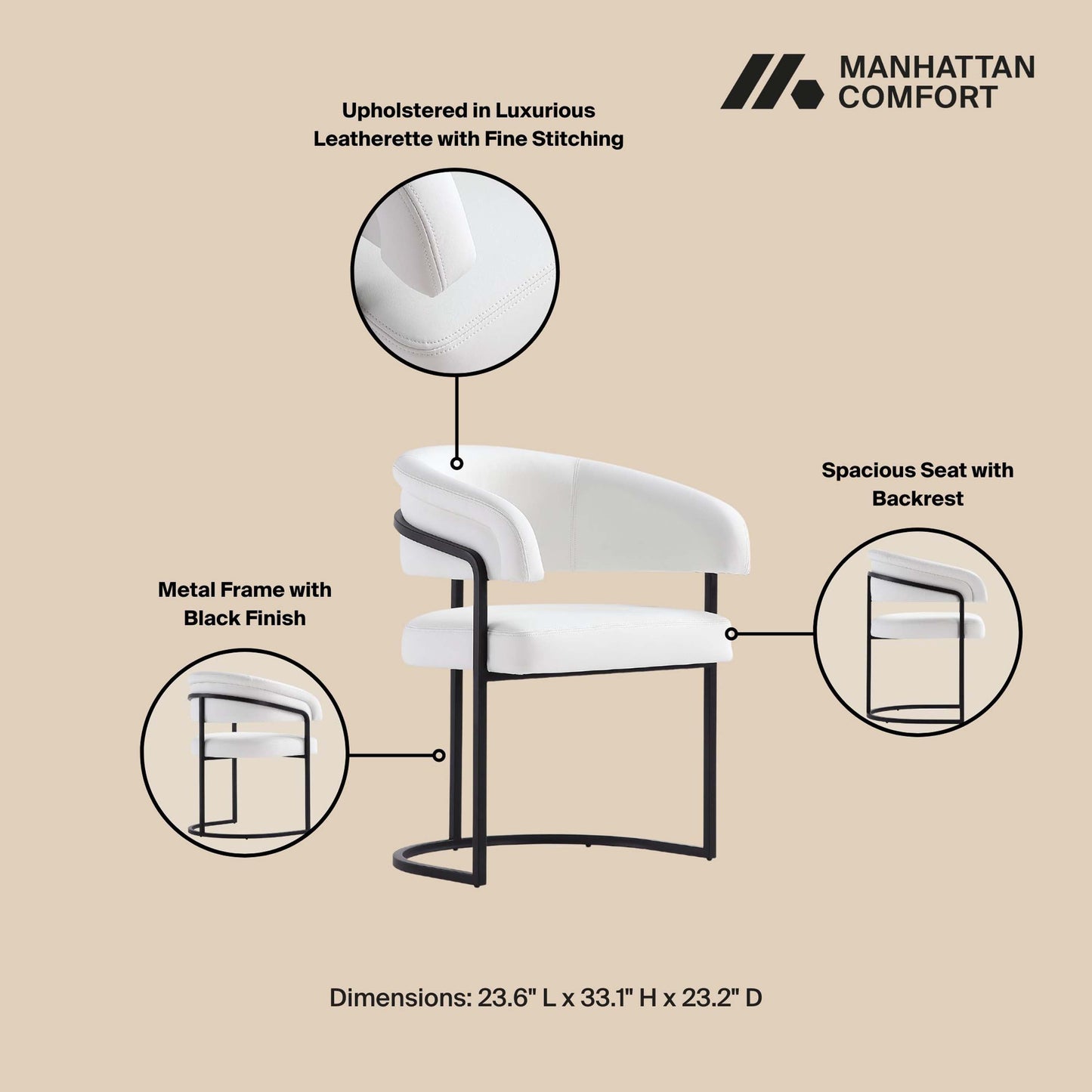Augusta Dining Chair in White (set of 2) - Ornate Home