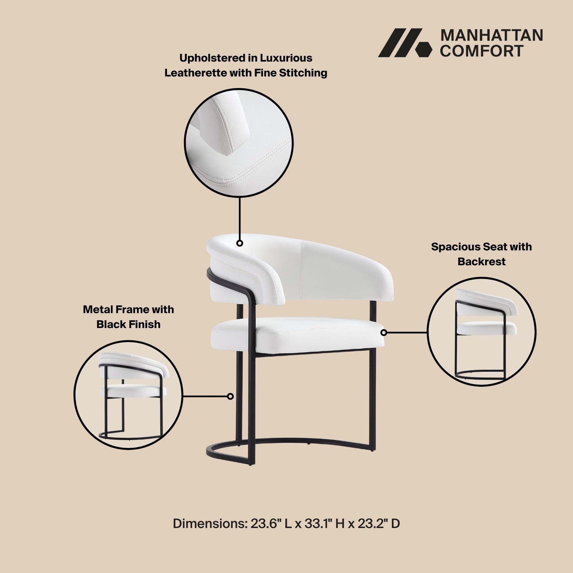 Augusta Dining Chair in White (set of 2) - Ornate Home