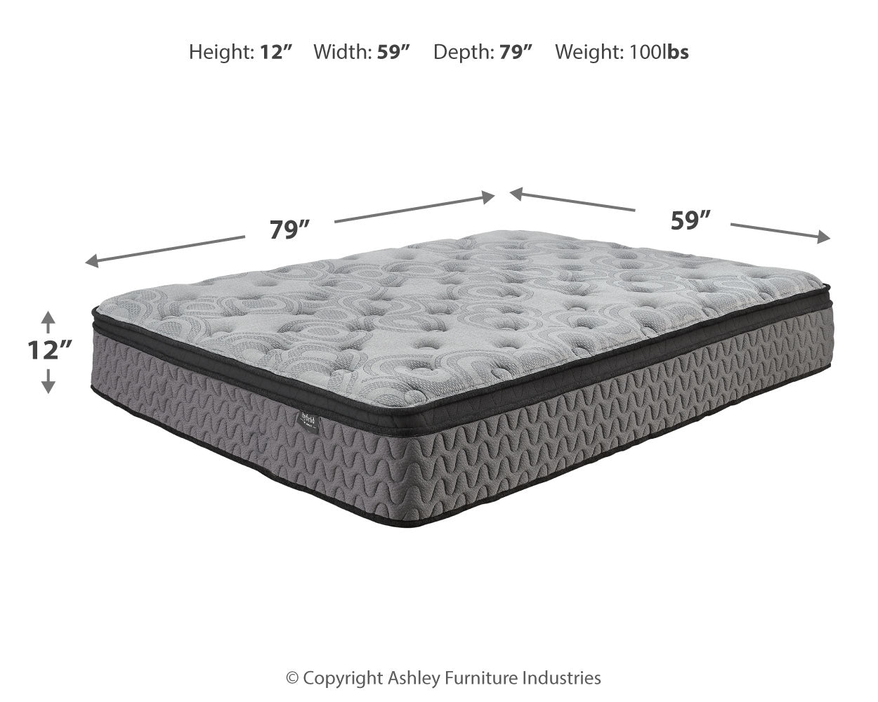 Augusta2 Gray Queen Firm Mattress- Viva Furn