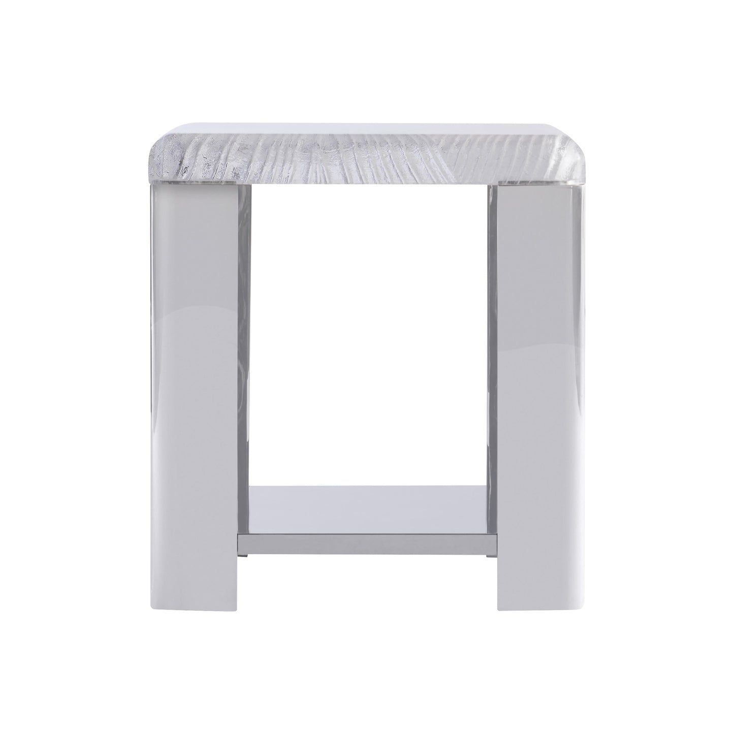 Aura Acrylic/Polished Stainless Steel Side Table - Ornate Home