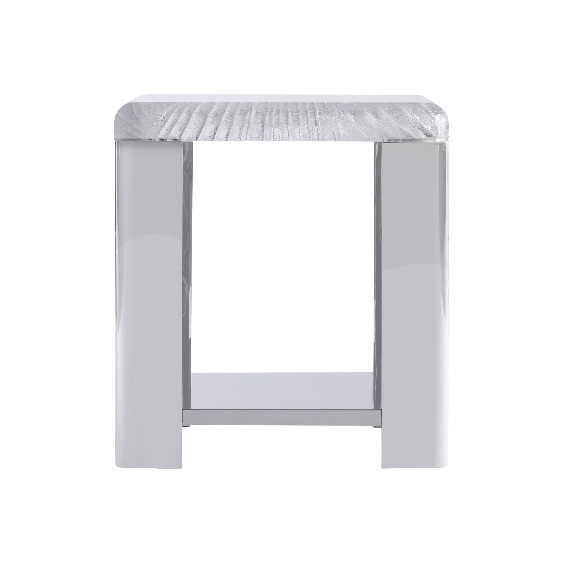 Aura Acrylic/Polished Stainless Steel Side Table - Ornate Home