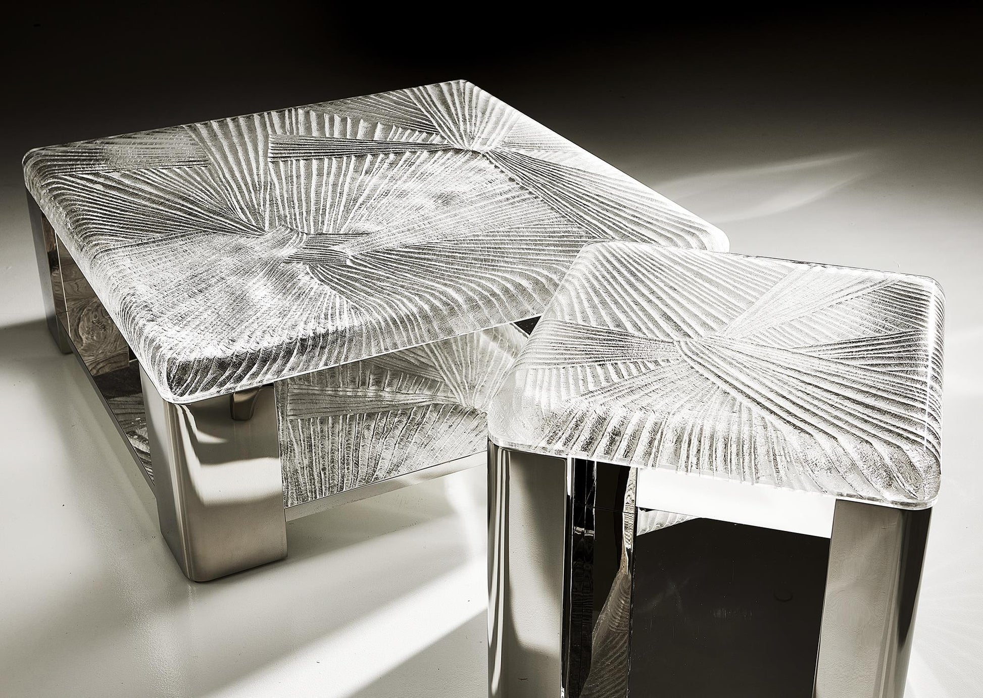 Aura Acrylic/Polished Stainless Steel Side Table - Ornate Home