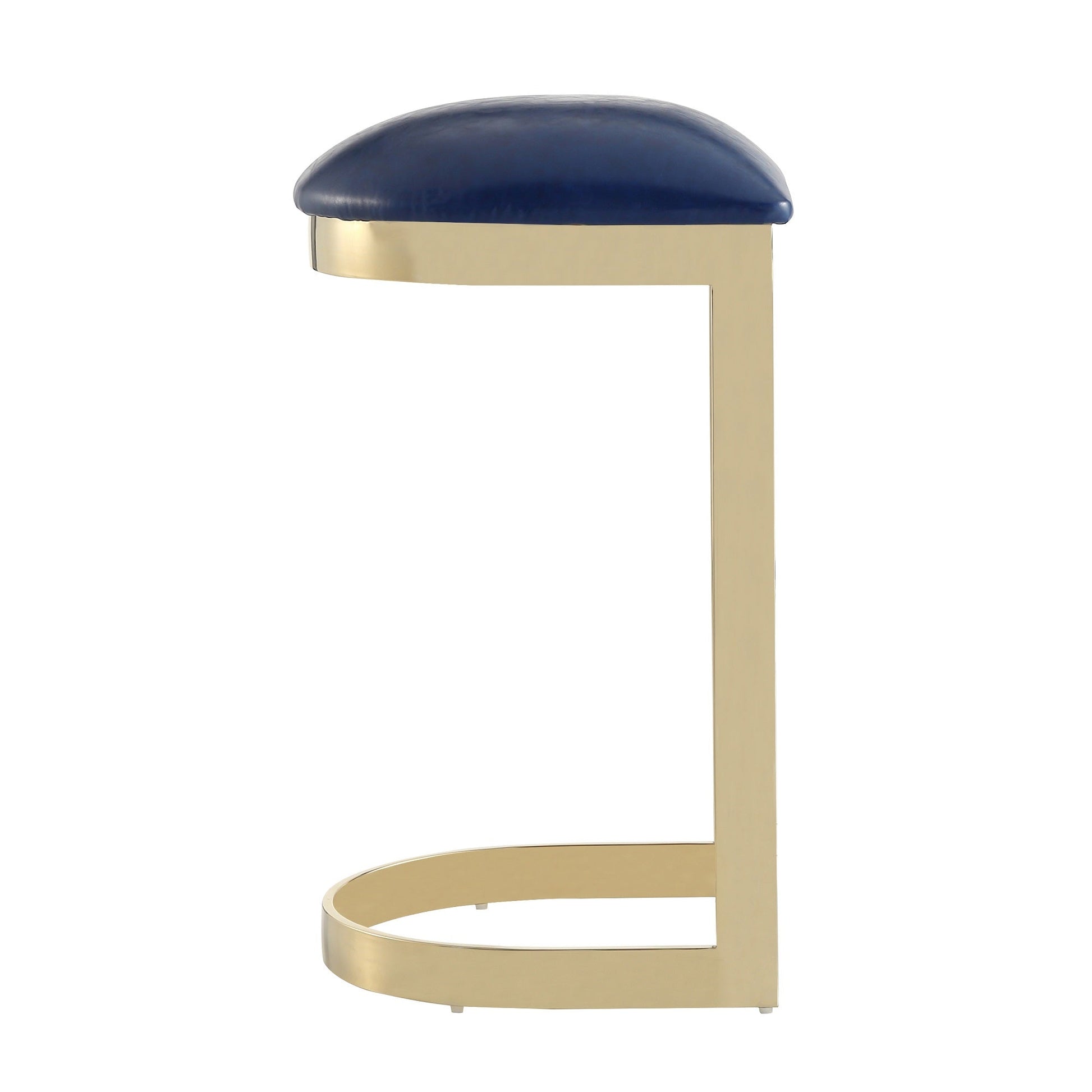 Aura Bar Stool in Blue and Polished Brass (set of 2) - Ornate Home