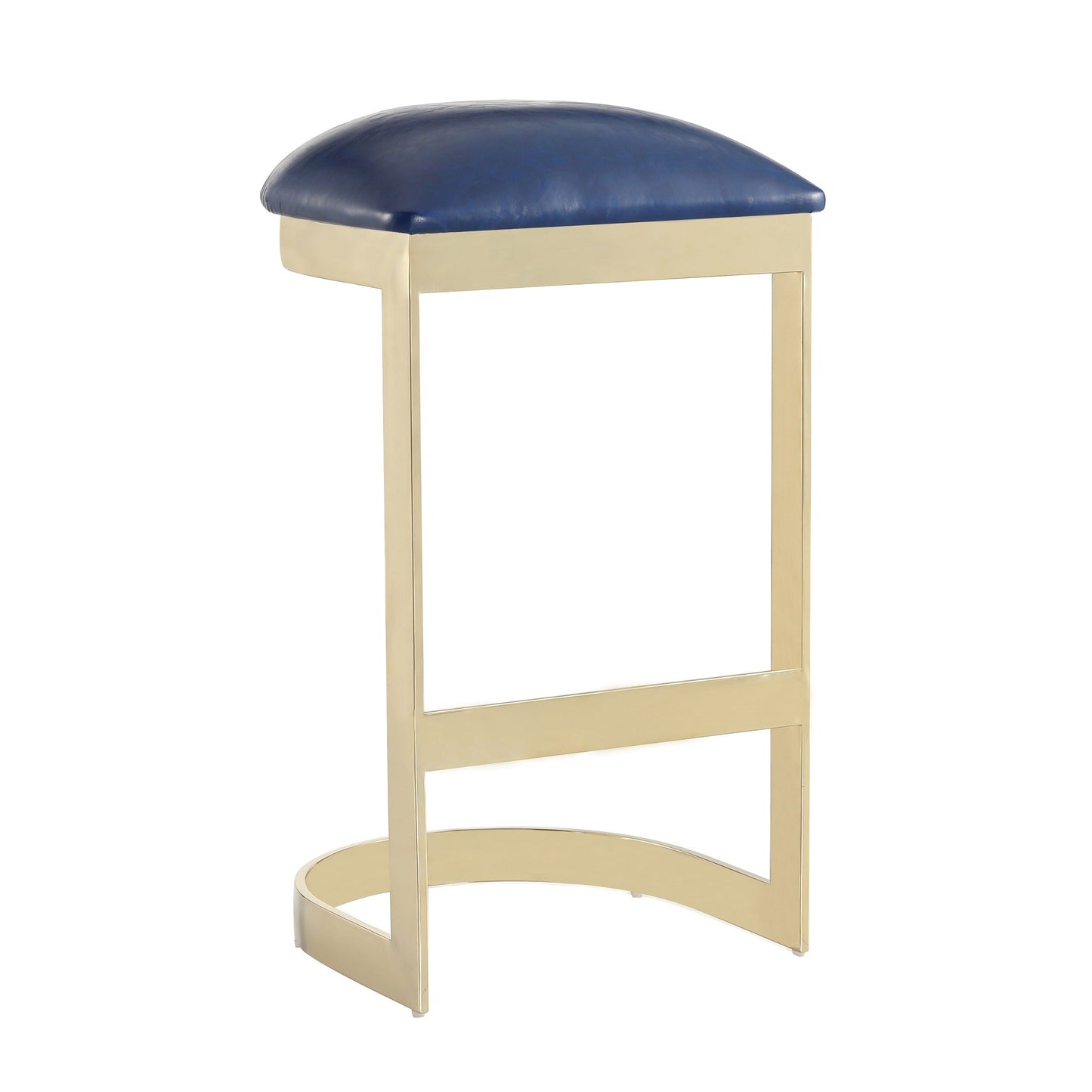 Aura Bar Stool in Blue and Polished Brass (set of 3) - Ornate Home