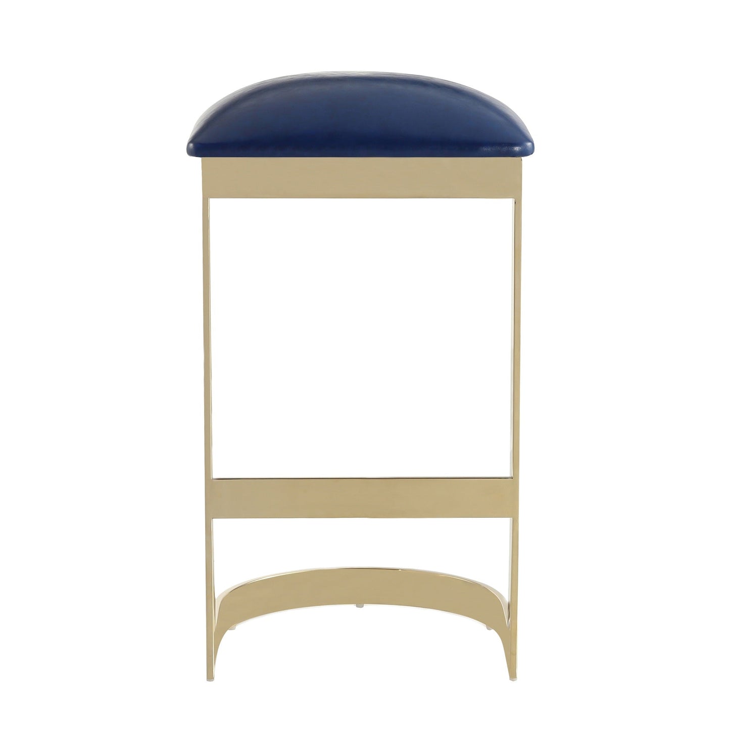 Aura Bar Stool in Blue and Polished Brass (set of 3) - Ornate Home