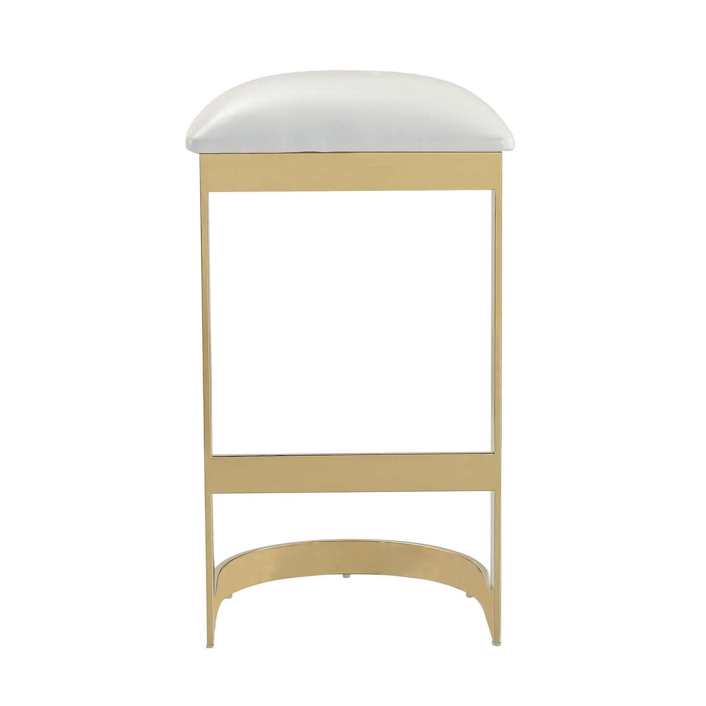 Aura Bar Stool in White and Polished Brass - Ornate Home