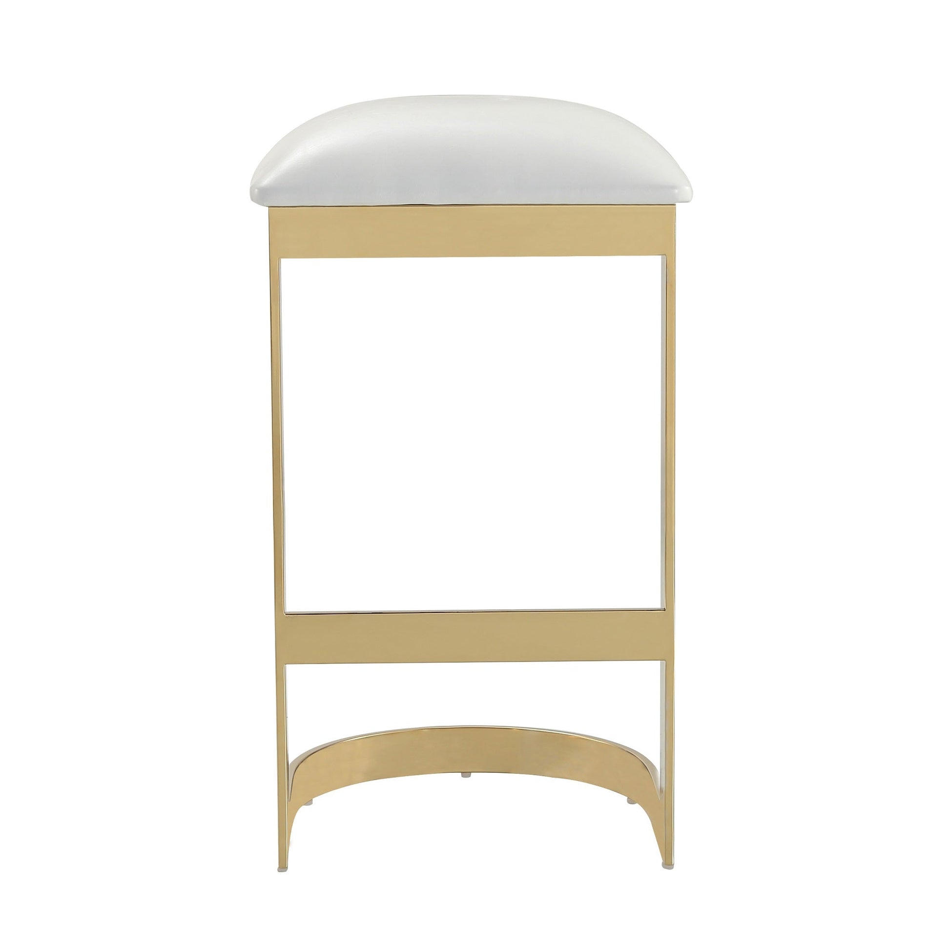 Aura Bar Stool in White and Polished Brass - Ornate Home