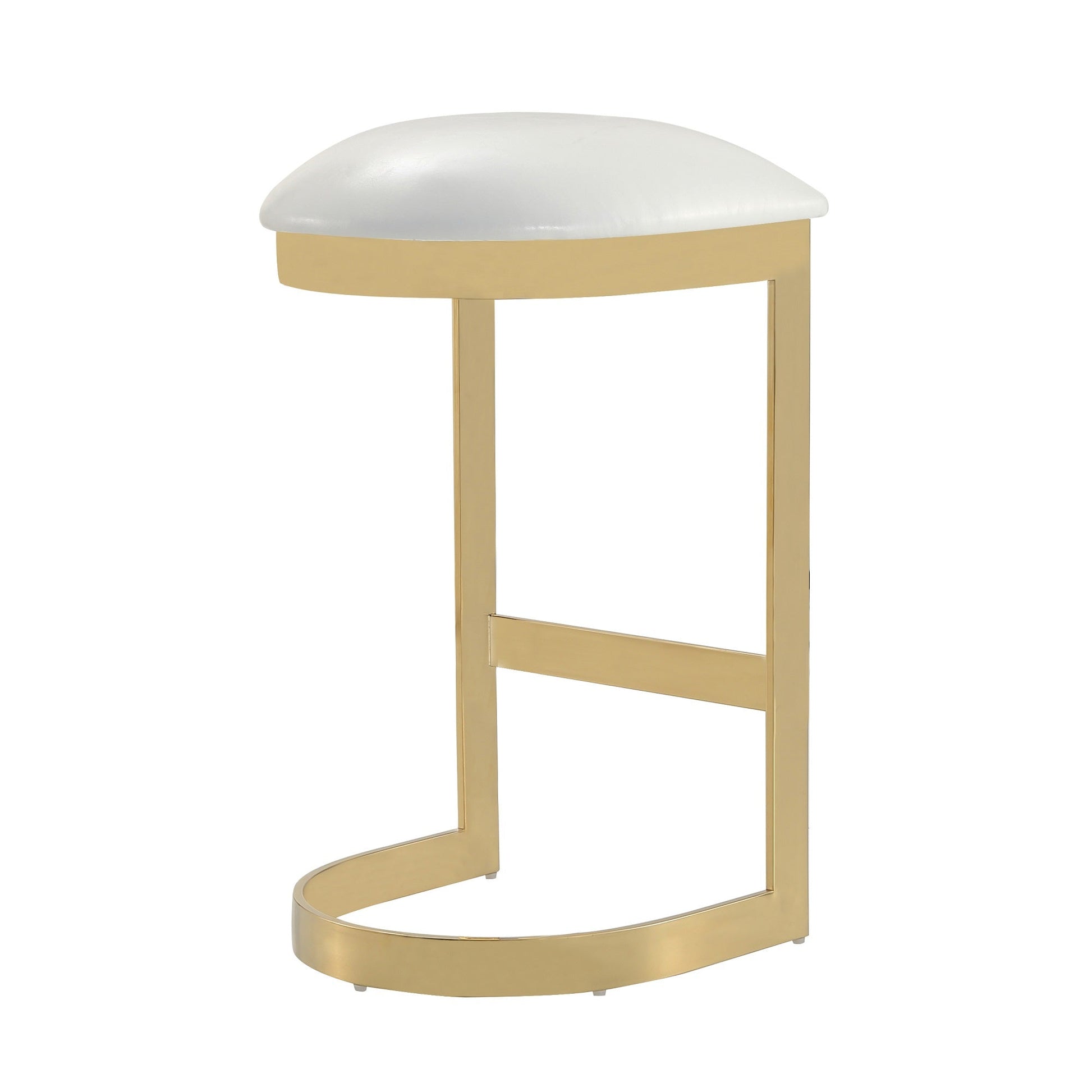 Aura Bar Stool in White and Polished Brass - Ornate Home