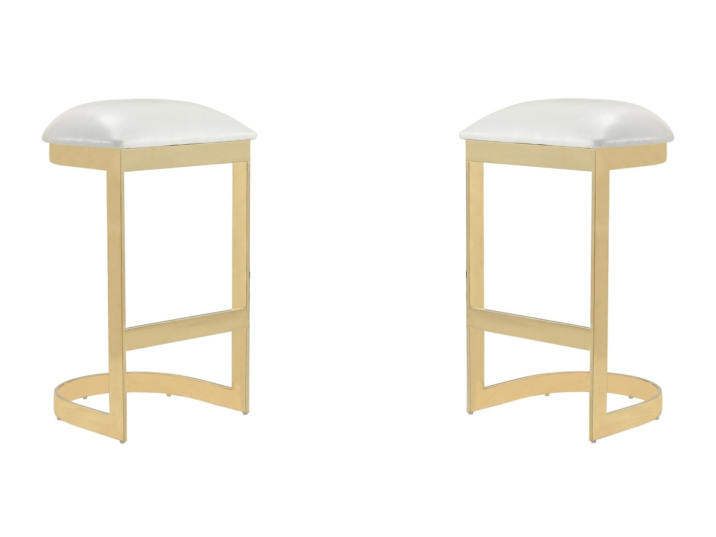 Aura Bar Stool in White and Polished Brass (set of 2) - Ornate Home
