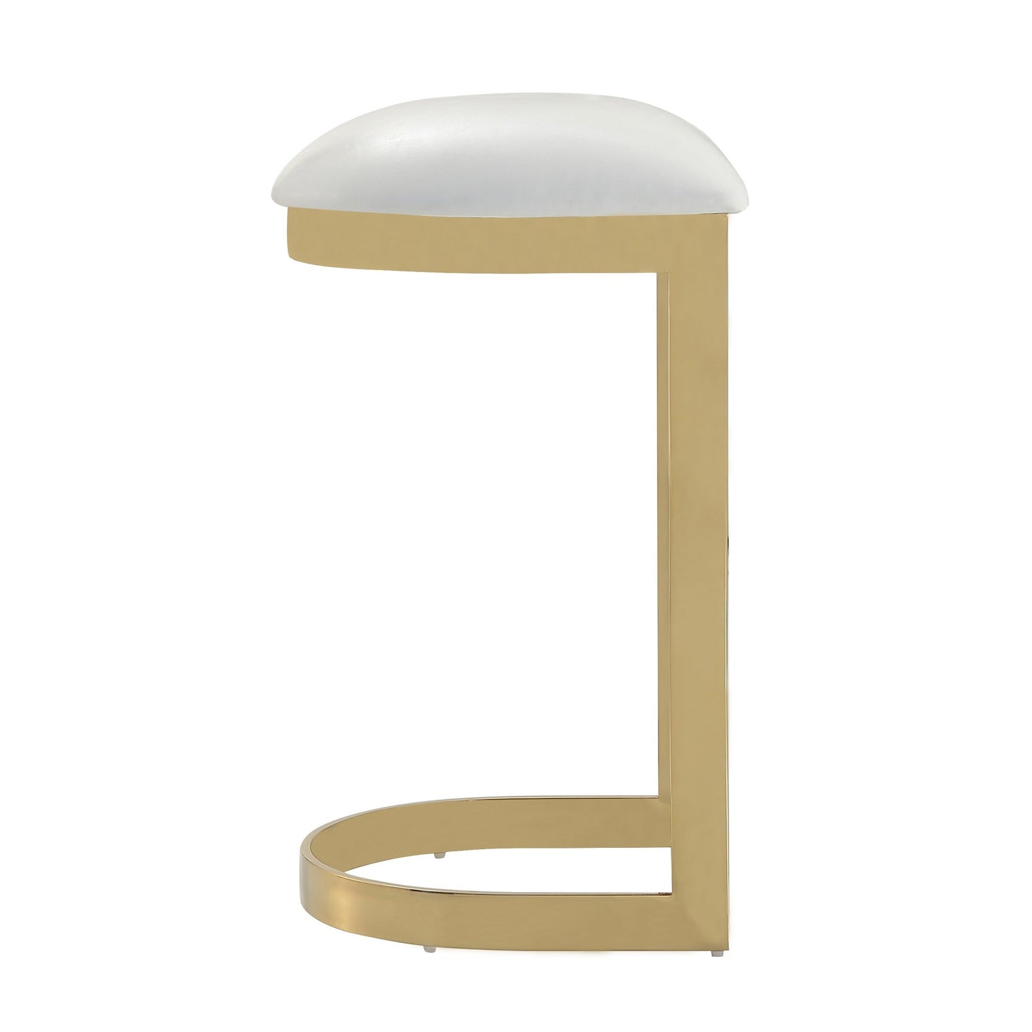 Aura Bar Stool in White and Polished Brass (set of 2) - Ornate Home