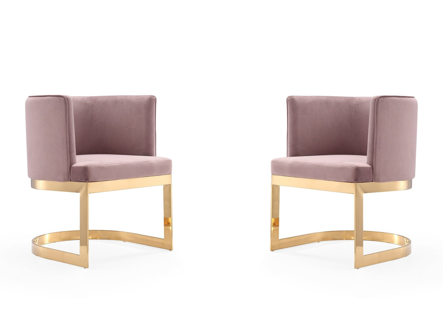Aura Dining Chair in Blush and Polished Brass (set of 2) - Ornate Home