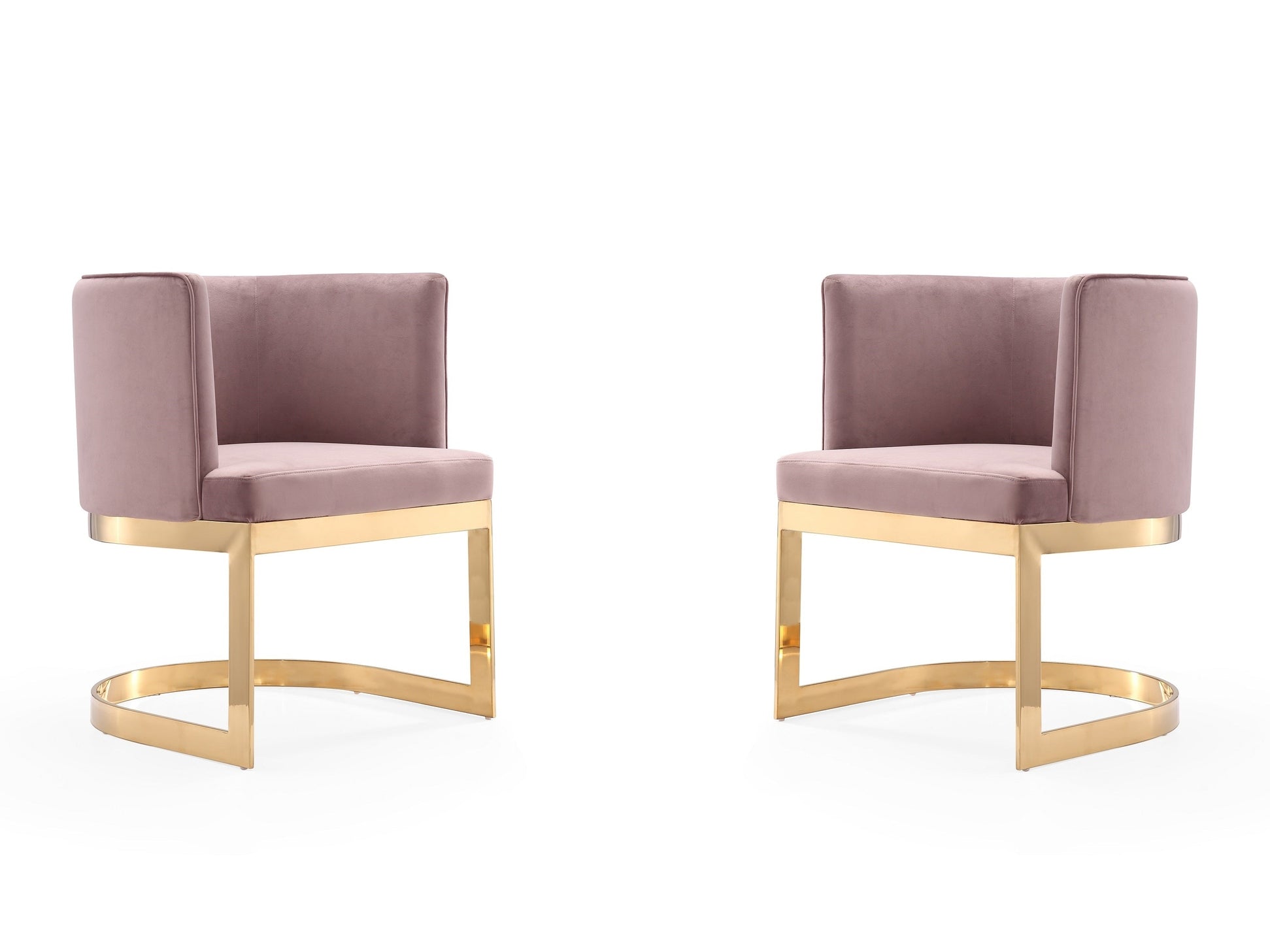 Aura Dining Chair in Blush and Polished Brass (set of 2) - Ornate Home