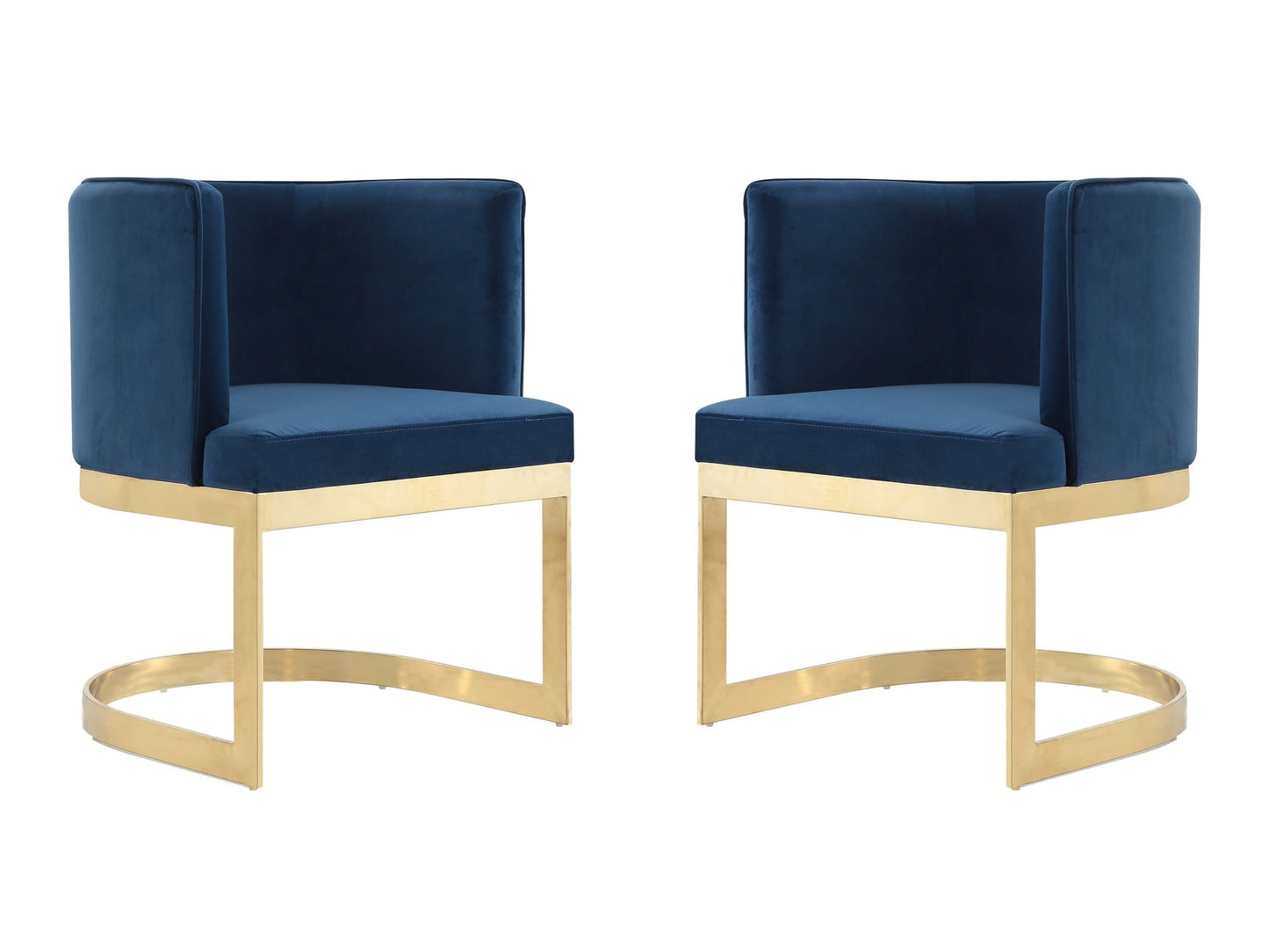 Aura Dining Chair in Royal Blue and Polished Brass (set of 2) - Ornate Home