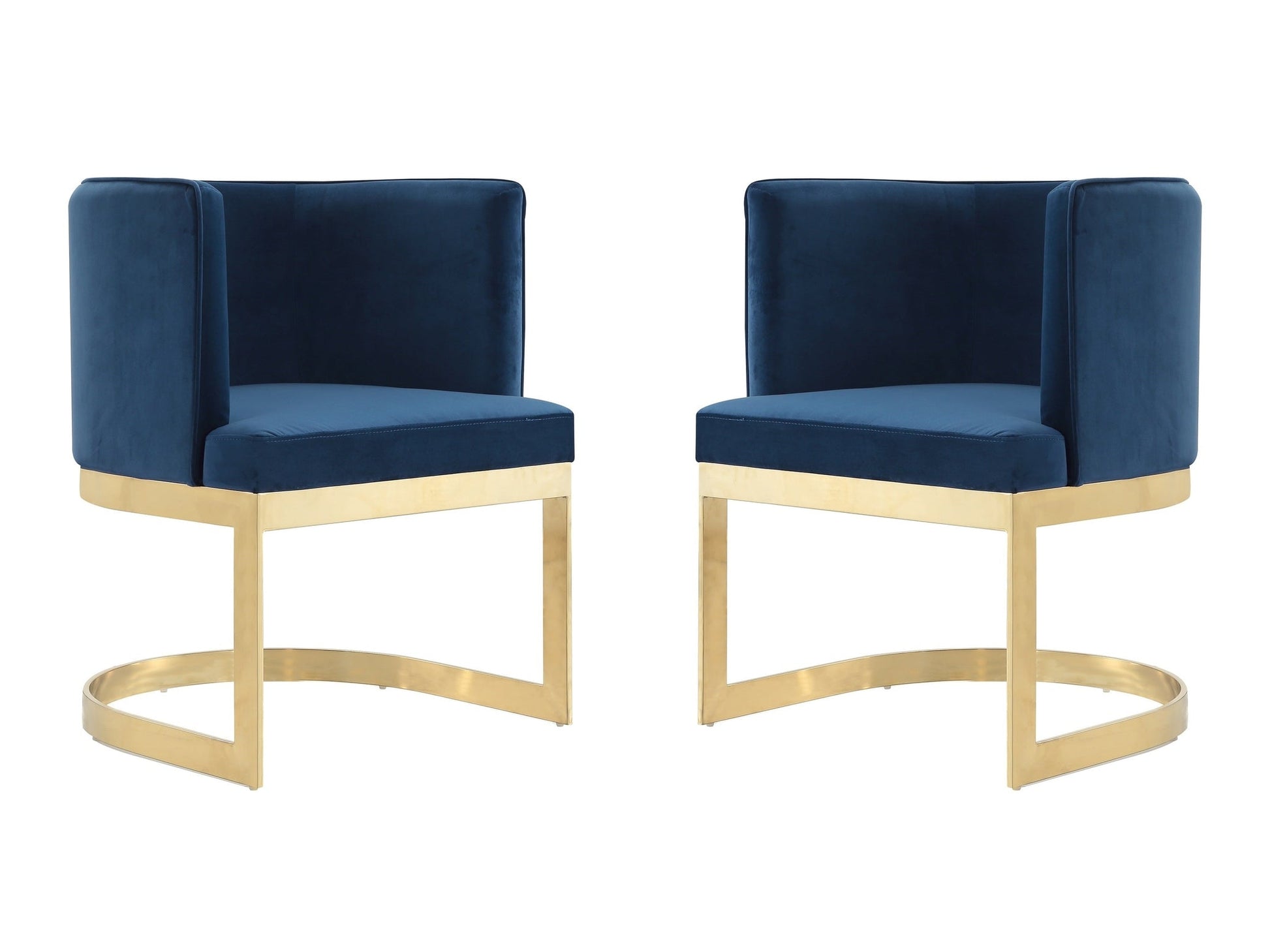 Aura Dining Chair in Royal Blue and Polished Brass (set of 2) - Ornate Home
