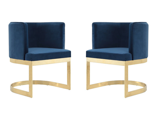 Aura Dining Chair in Royal Blue and Polished Brass (set of 2) - Ornate Home