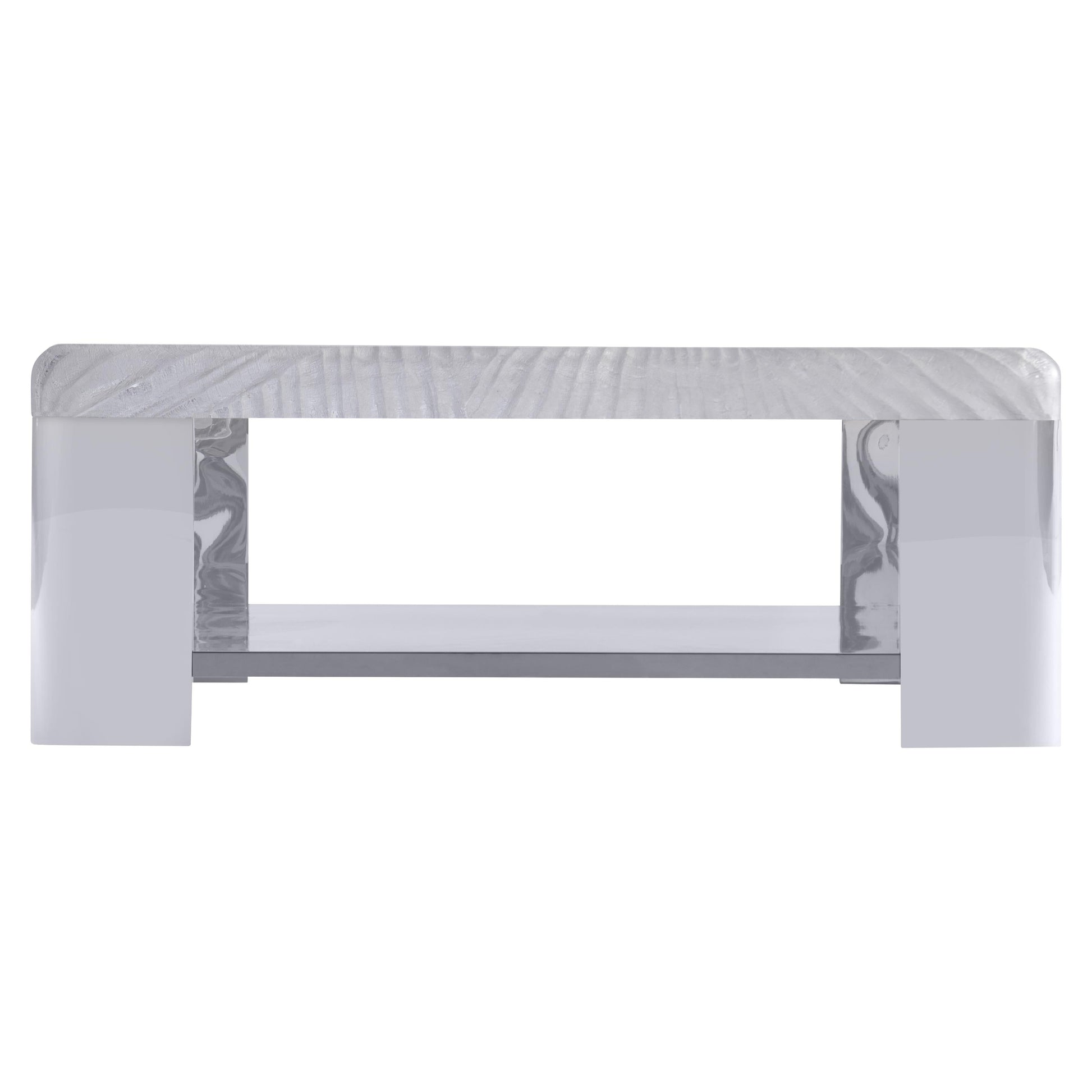 Aura Patterned Acrylic/Polished Stainless Steel Cocktail Table - Ornate Home
