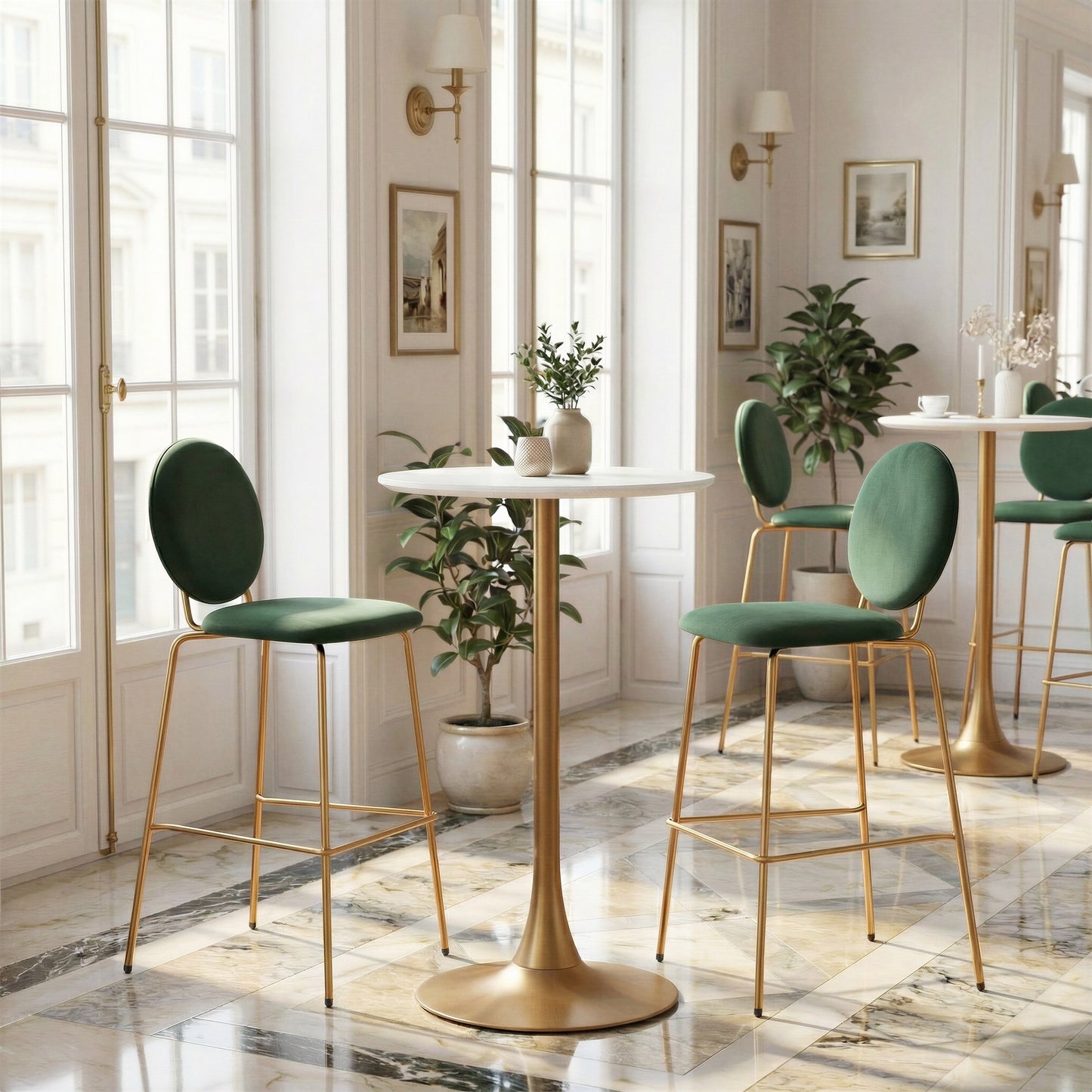 Auray White & Gold Bar Table - Ornate Home